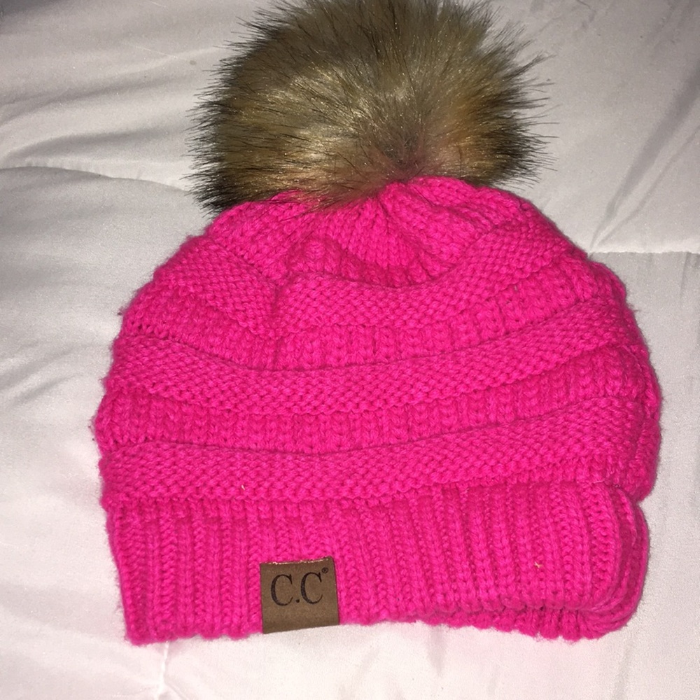 Hot Pink Pom Pom Hat